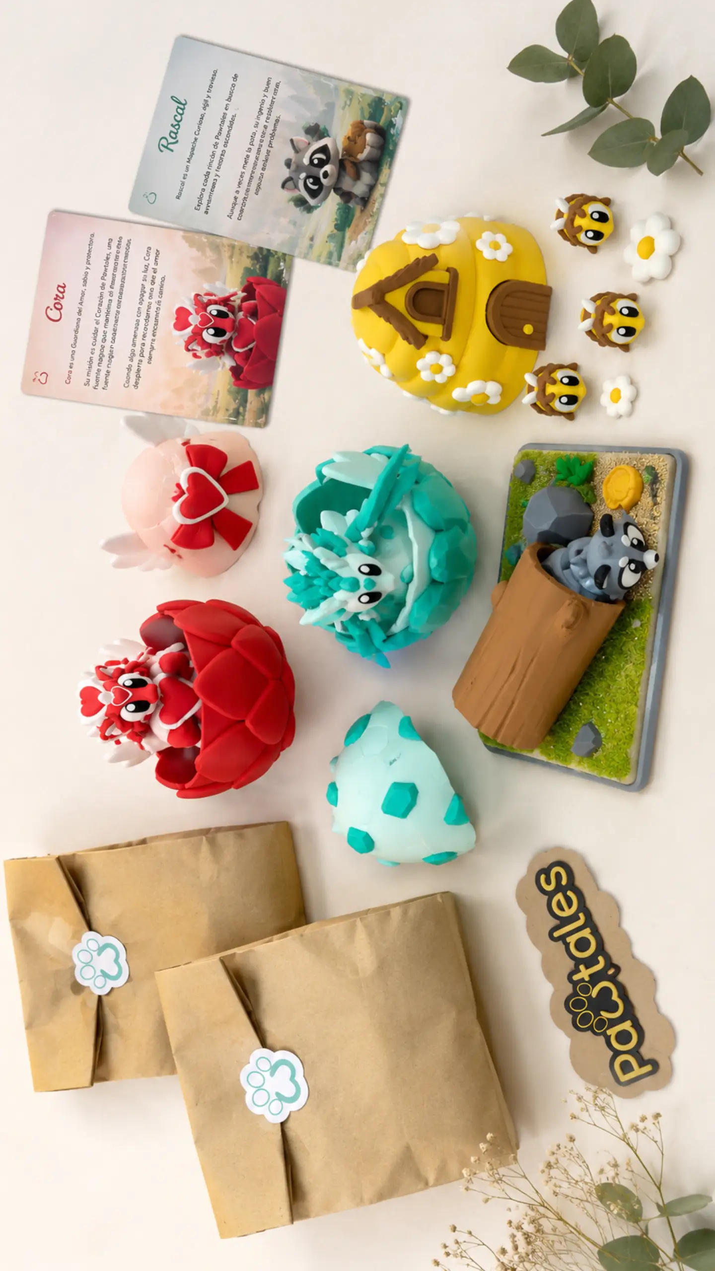 Detalle de las figuras Paw y su presentación de adopción