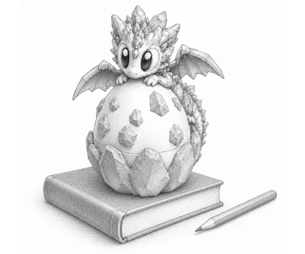 Emery con su huevo sobre un escritorio