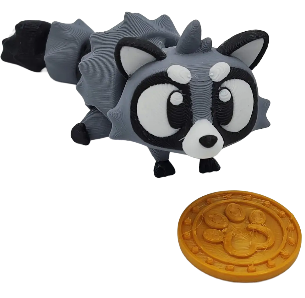 Detalle de la moneda dorada de Rascal con la huella de PawTales