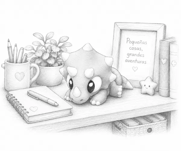 Rossie decorando un escritorio cozy